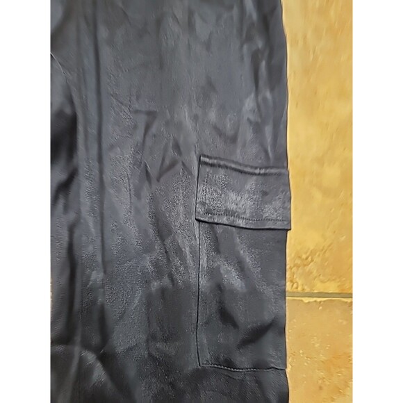 NWT Fate Blue Satin Cargo Jogger Pant Women's Wide Band Waist Ankle Size Sm. - Picture 3 of 8